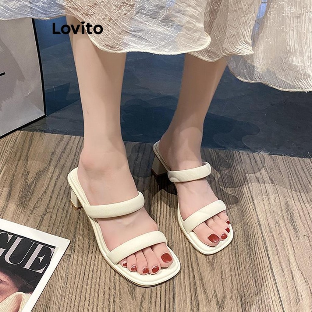 Giày cao gót nữ Lovito thanh lịch, đế dày, không họa tiết, chống hở gót LFA60318