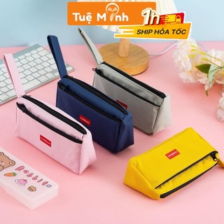  Hộp bút vải 2 ngăn Confidence bóp viết TB08 ,túi đựng đồ văn phòng phẩm mỹ phẩm có quai xách 