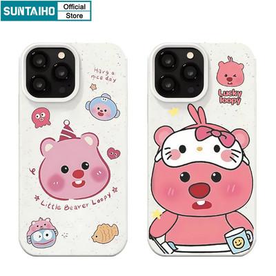 Suntaiho Ngộ nghĩnh Dễ Thương Vỏ Màu Hồng Họa Tiết Loopy Ốp lưng Iphone 11 12 13 14 15 16 Pro Max IP 7 8 Plus Iphon X Xs XR Xs Max Silicon Mềm Cao Cấp Chống Sốc Ốp Lưng