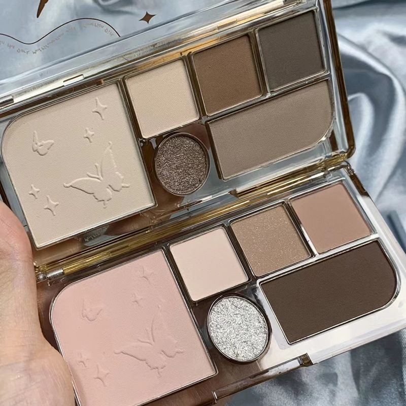 Biya Biya Dark Night Eyeshadow Palette Màu đen Khói Trang điểm Đường viền Phấn má hồng Bảng màu tất 