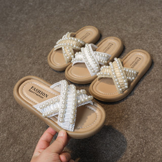  Bé Gái Dép Mùa Hè Ngọc Trai Công Chúa Ngọt Ngào Trẻ Em Trượt Giày Đi Biển Bohemia Dệt Dép Ngoài Trời Cho Trẻ Em Chống Trơn Trượt 