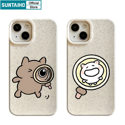 Suntaiho Ốp lưng Iphone Ngộ nghĩnh Vỏ Dễ Thương Kính lúp Họa Tiết Mèo Ốp Điện Thoại Silicon Mềm Chống Sốc Cho Iphone 15 14 12 13 11 Pro Max IP 7 8 Plus Iphon X Xs XR Xs Max Ốp Lưng