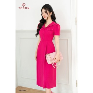 Đầm dáng suông, sen hồng cổ sen lượn sóng limitted 44020P94 - TOSON