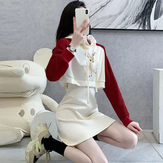 Quần Áo Mùa Xuân Nhỏ Với Váy Liền Áo Liền Mũ Giả Hai Lớp Phong Cách Đại Học Mới Cho Trẻ Em Mùa Xuân Và Mùa Thu