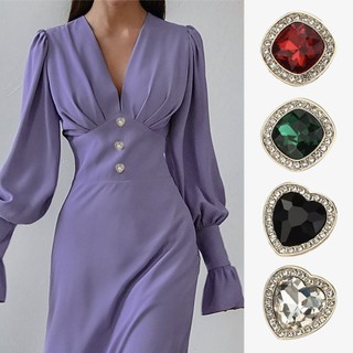 10 Chiếc Đẹp Sang Trọng Nhiều Màu Sắc Trái Tim Vuông Đính Diamante Nút Kim Loại Váy Nữ Áo Len Cardigan Áo Khoác Nút Trang Trí