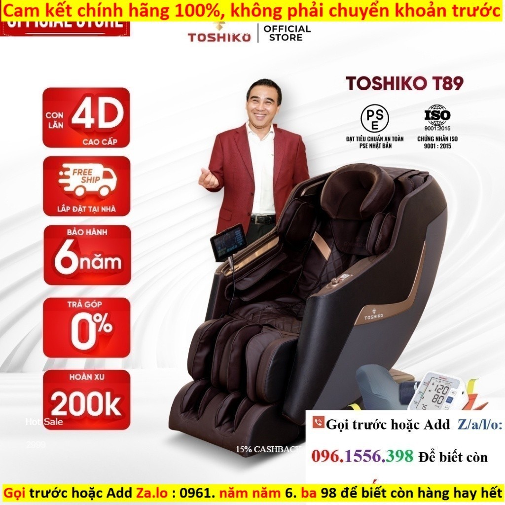 Kho Ghế massage Toshiko T89 công nghệ con lăn massage 4D