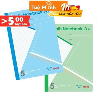 Vở Klong A4 200 trang caro 5x5 giấy dày Math Notebook học Toán tiện lợi sổ Klong MS 298