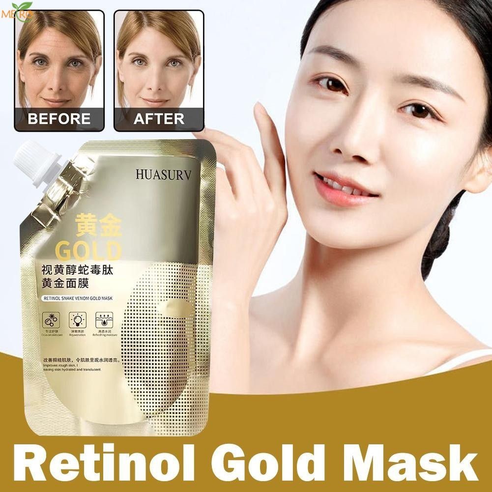 Huasurv Retinol Snake Peptide Gold Facial Mask Làm sạch lỗ chân lông Áp dụng loại nước mắt Màng bùn dưỡng ẩm Kết cấu sảng khoái và tinh tế Dễ sử dụng Metro