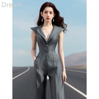 High-Grade High Waist Slimming Sleeveless Waistcoat Suit Jumpsuit for Women