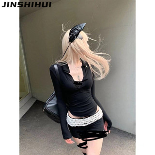 JINSHIHUI áo phông áo thun nữ croptop baby tee phổ biến Thể thao INS hàn quốc WTX2450AQ0 19Z240510
