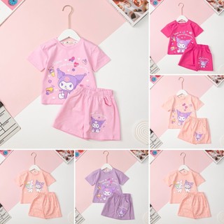 Bộ cộc tay mùa hè LITIBABY cotton Bé gái ngắn tay kuromi cho bé 23kg - 36kg