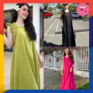 Đầm maxi phối bèo Ulzzang cột nơ sau lưng siêu đẹp đi tiệc đi chơi hàng cao cấp chuẩn kèm hình thật video XN