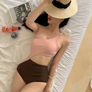 Đồ Bơi Nữ Phong Cách Mới Một Mảnh Màu Sắc Tương Phản Một Vai Đồ Bơi Eo Cao Gợi Cảm Lưng Nóng Mùa Xuân Đi Biển S