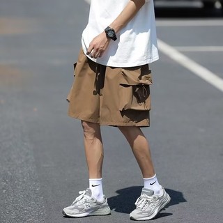 Quần short nam HALORIFT mùa hè Mỹ retro màu trơn đơn giản thời trang nhiều túi quần short mỏng khô nhanh