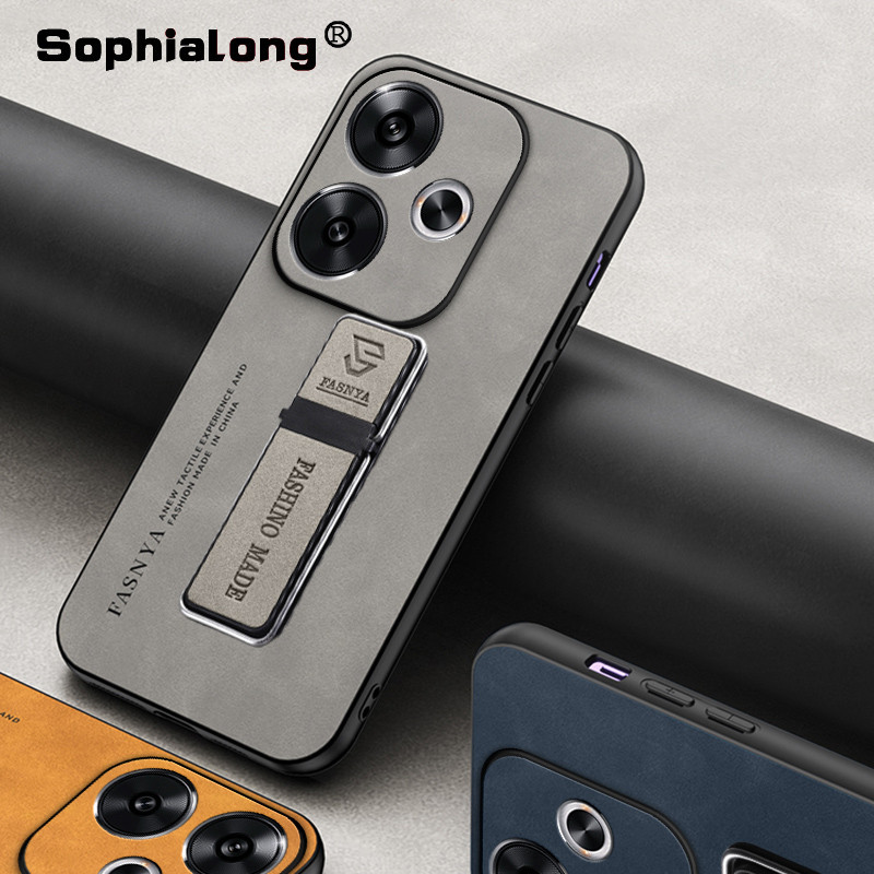 Ốp điện thoại cho Xiaomi Redmi Turbo 3 Turbo3 POCO F6 Pro Ốp điện thoại PC bằng da sang trọng có giá