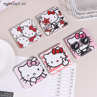 [Wellstay1] Gương trang điểm Mini Saniro Hello Kitty Di động dễ thương Kt Cat Hai mặt gấp Gương trang điểm dành cho nữ Quà tặng bé gái [VN]