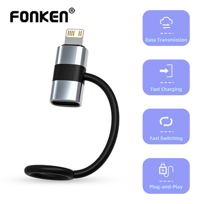Fonken PD 30W iOS / USB-A Nam sang Type-C Nữ Adapter Có Dây Silicon Chuyển Đổi Charing Nhanh Truyền Dữ Liệu