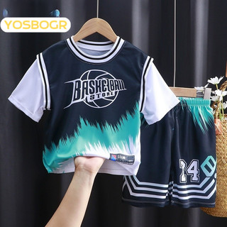 Yosbogrplanet đồng phục bóng rổ bé trai nhanh khô bộ mỏng lớn áo trẻ em quần áo trẻ em
