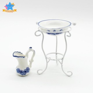 Chậu rửa và giá kim loại để trang trí nhà búp bê 1 / 12