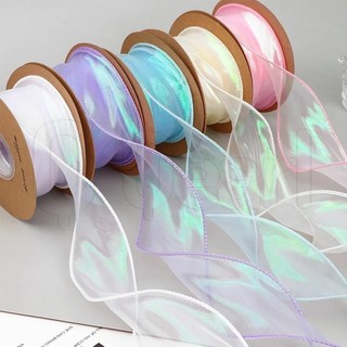 [3-5 ngày để đến] 9m / cuộn Sợi đuôi cá Ruy băng Satin giả tưởng - Chất liệu đóng gói DIY thủ công - Ruy băng voan Organza Satin - Ruy băng sợi lưới Flash - Bó hoa cưới Vòng hoa Quà tặng Trang trí Đồ dùng