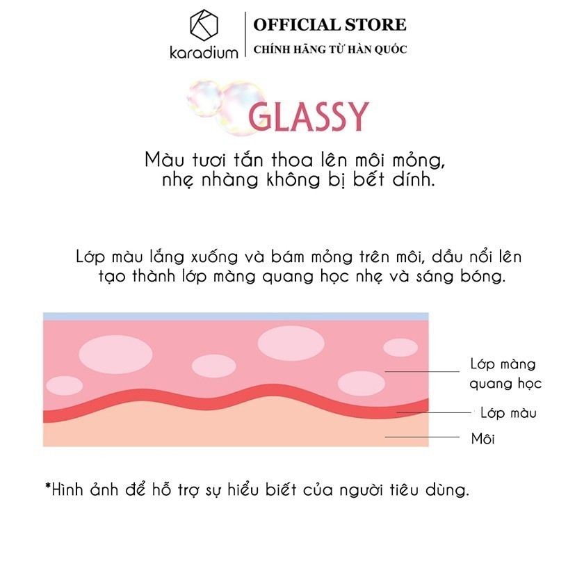 Son Kem Bóng Dưỡng Ẩm Môi Bóng Mịn Karadium Glassy Fitting Tint Hàn Quốc