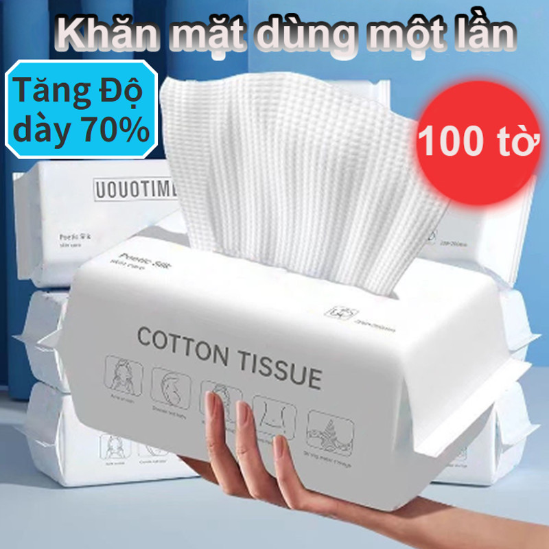 100 tờ khăn mặt dùng 1 lần, Khăn lau mặt khô đa năng,khăn lau khô dùng một lần, khăn ướt tẩy trang, Khăn mềm dày