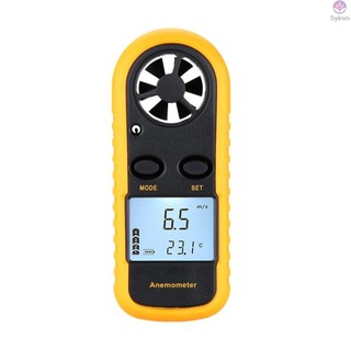 Máy đo tốc độ gió kỹ thuật số LCD Mini Đo nhiệt độ vận tốc không khí có đèn nền