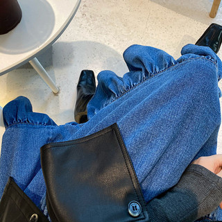 Kích Thước Lớn Denim Váy Dài 2024 Phong Cách Mới Rời Thường Ngày Giữa Chiều Dài Co Giãn Eo Cao Dù Váy Váy Váy