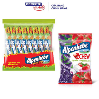 Combo Kẹo Alpenliebe Hương Xoài Nhân Muối Ớt (Gói 16 Thỏi) + Kẹo Mềm 2Chew Hương Hỗn Hợp Dâu & Nho (Gói 65 Viên)