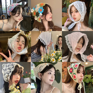 Blessu Pháp Ren Bandana Nữ Phong Cách Mục Vụ 2024 Mới Tam Giác Khăn Mùa Hè Mũ Đội Đầu Mũ Đội Đầu