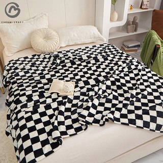 Chenmi CRAFT Chăn ca rô flannel dày sữa nhung ngủ trưa chăn