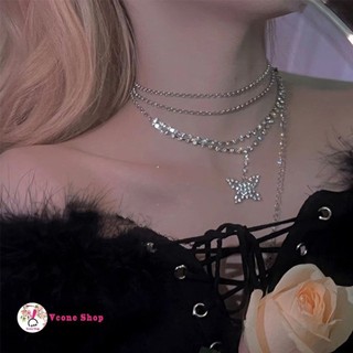 Vòng cổ 2in1 dây xích đeo eo belly chain đính đá hình bướm phụ kiện trang sức