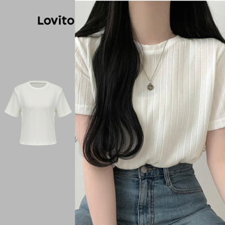 Lovito Áo thun trơn họa tiết tinh tế mềm mại và thoải mái cho nữ L86ED112