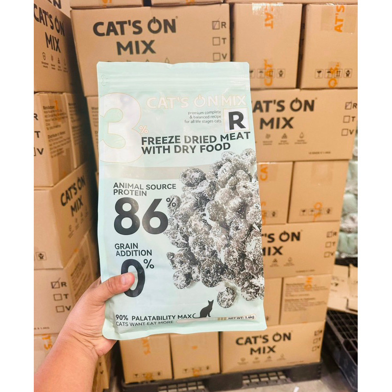  Thức Ăn Cho Mèo Mix Topping Thịt Sấy CAT'S ON MIX R - CAT ON MIX T túi 1.4kg 