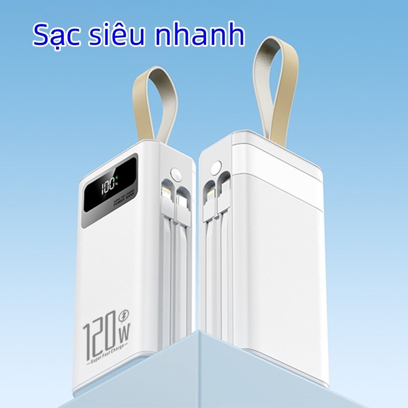 Sạc dự phòng 50000mAh, sạc nhanh hai chiều hai dây có thể tháo rời, phát sóng trực tiếp ngoài trời | BigBuy360 - bigbuy360.vn
