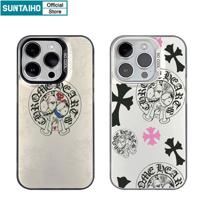 Suntaiho Vỏ Chất Lượng Cao Goth Họa Tiết Chữ Thập Ốp lưng Iphone 16 15 14 12 13 11 Pro Max IP 7 8 Plus Iphon X Xs XR Xs Max TPU Silicone Mềm Cao Cấp Chống Sốc Ốp Lưng