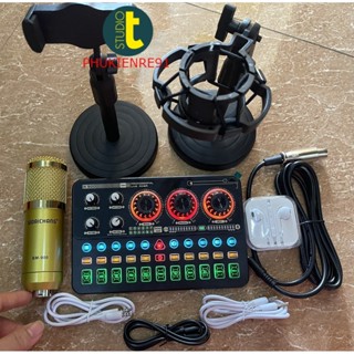  Bộ thu âm Live stream sound card K900 Tiếng Việt và mic Bm900 kèm tai nghe giá đỡ Mic đỡ ĐT 