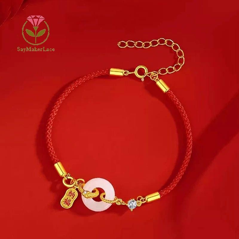 [Saymakerlace] Vòng tay mặt dây chuyền rắn dây màu đỏ may mắn thời trang dành cho nữ Vòng tay bện hình cung hoàng đạo Trung Quốc Quà tặng năm mới | BigBuy360 - bigbuy360.vn