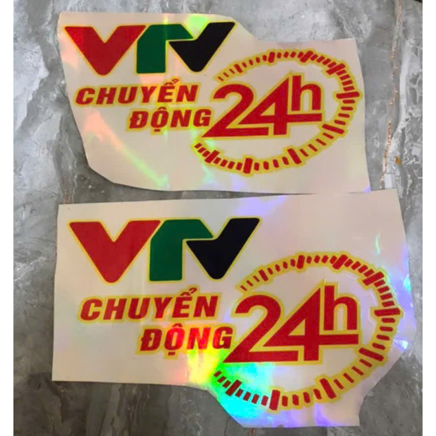 Tem dán hình VTV 24H chuyển động tròn dán trang trí xe (SL: 1 Tem)