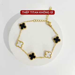 [KHÔNG ĐEN GỈ] Vòng tay thép Titan mạ vàng cỏ bốn lá may mắn thời trang nữ tính