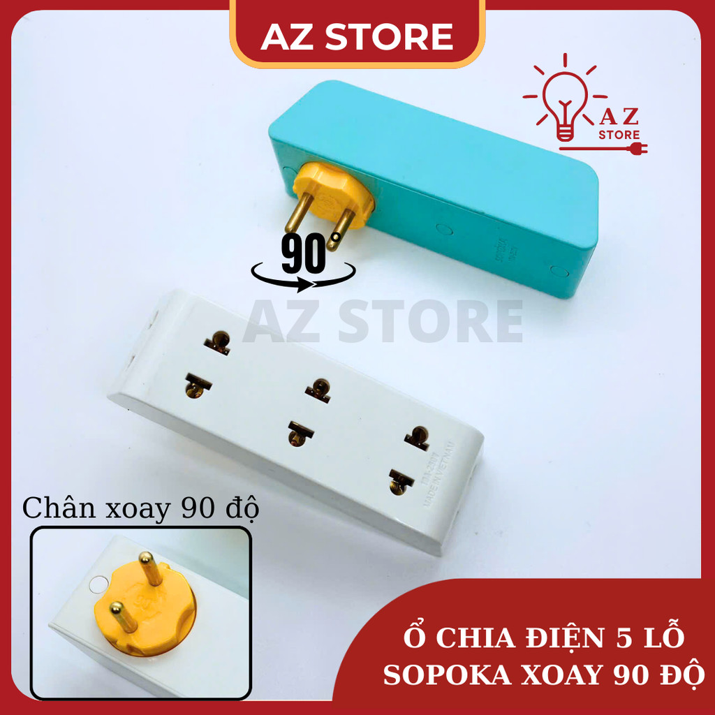 Ổ chia điện 5 lỗ SOPOKA P25-P25X 2200W thiết kế xoay 90 độ xử lý mọi góc hẹp chất liệu nhựa ABS chốn