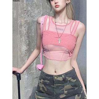 TIANLEYU Áo 2 dây áo ba lỗ Thời trang hàn quốc tráng lệ Gợi cảm Fashion chic WBX2440PGN 16Z240416