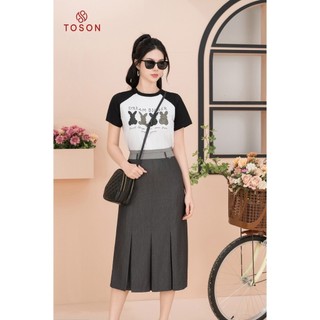 Áo phông trắng phối đen in hình con thỏ  TOSON AP125B24