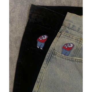  Big Boy Jeans Y2K Bông Tai Kẹp Hip Hop Hoạt Hình Thêu Baggy Quần Jean Nam Nữ Mới Bông Tai Kẹp Gothic Cao Cấp Quần Rộng 