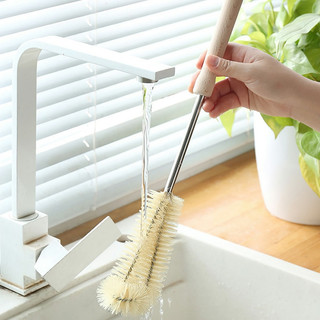 Bàn chải cốc cọ rửa cán gỗ cỡ lớn rửa bình sữa, bình nước, ly tách,360 độ không có điểm mù-merca
