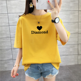Mùa Hè 2024 Dài Trung Bình Họa Tiết Tình Yêu, Áo Thun Cổ Tròn Tay Ngắn In Chữ Top M-3XL Rời Và Tuổi Giảm Tay Ngắn Đa Năng