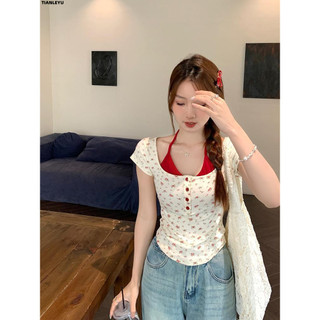 TIANLEYU áo phông áo thun nữ croptop baby tee Stylish Phong cách Fashion Fashion WTX2440YB4 17Z240423