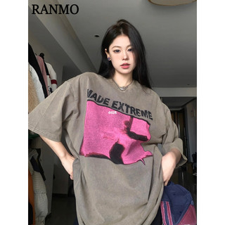 RANMO áo phông áo thun nữ croptop baby tee Cute phổ biến Vintage Fashion A29J0YR 17Z240424