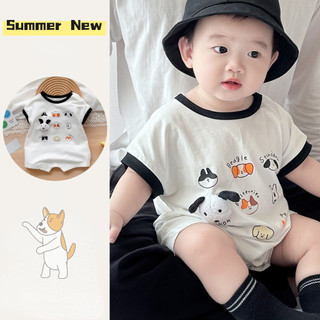 Mùa Hè Mới Quần Áo Cho Bé Trai Và Bé Gái Tay Ngắn Onesie 0-24 Tháng Tuổi Hoạt Hình Cho Bé Chó Con Áo Liền Quần Phong Cách Hàn Quốc
