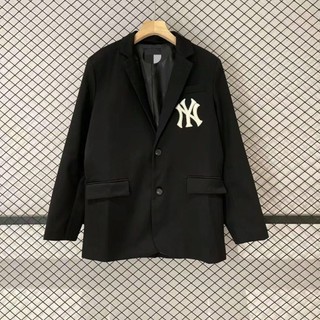 Phiên Bản Hàng Đầu Yankees Xuân Thu Thêu Phong Cách Mới Rời Đen Preppy Áo Khoác Nam Nữ Hàng Đơn Blazer